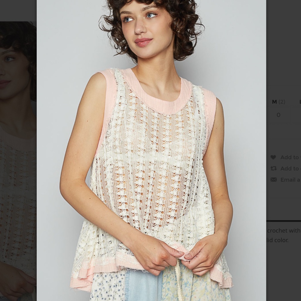 POL “ Cindi “ POL Crochet Knit Sleeveless Top 10 - Picture 2 of 5